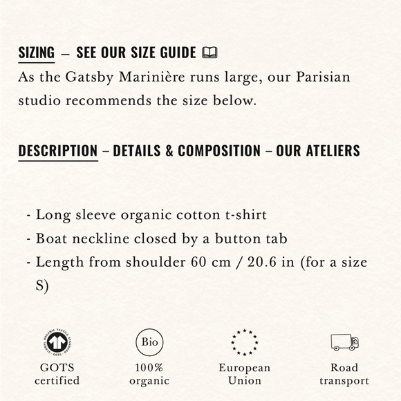 Striped Gatsby Mariniere Navy and Ecru Stripe Long Sleeve Sweater size S - Picture 9 of 9